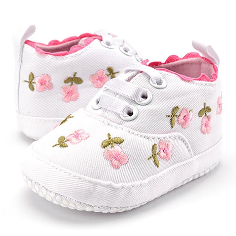 Baby Girl White Lace Floral Soft Shoes